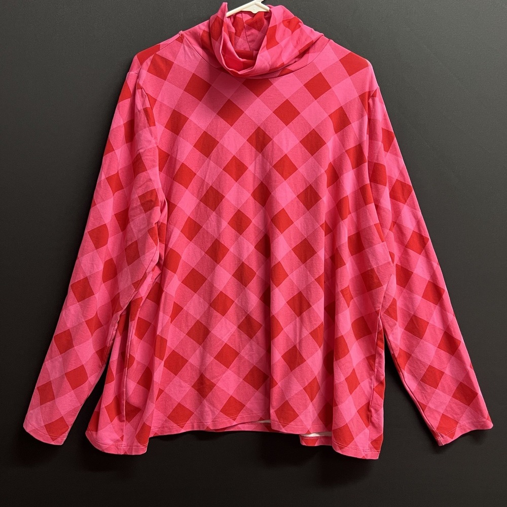 Sweater Top Size 2X Turtleneck plaid